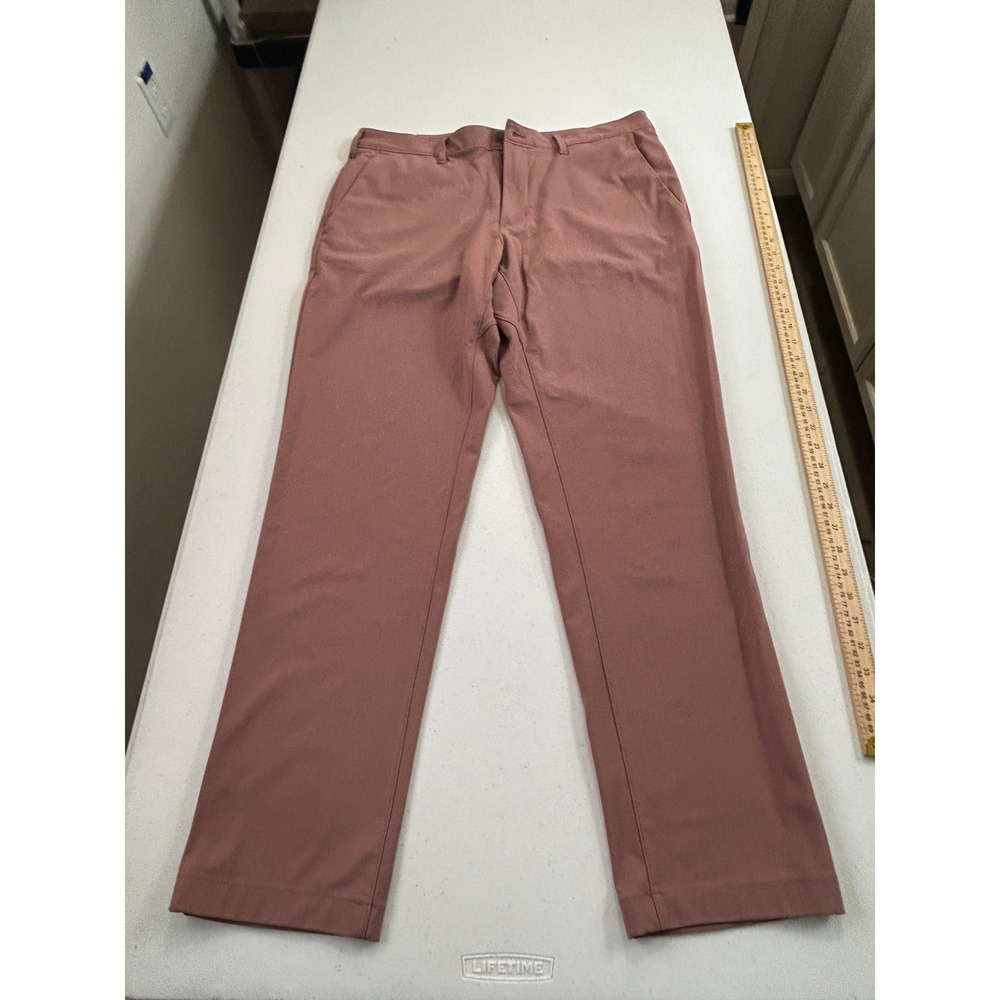 Lands End Mens Chino Pants Khaki Tan Flat Front‎ Size 36 x 32